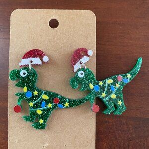 Bundle 3 for $12.  Dinosaur Christmas Earrings